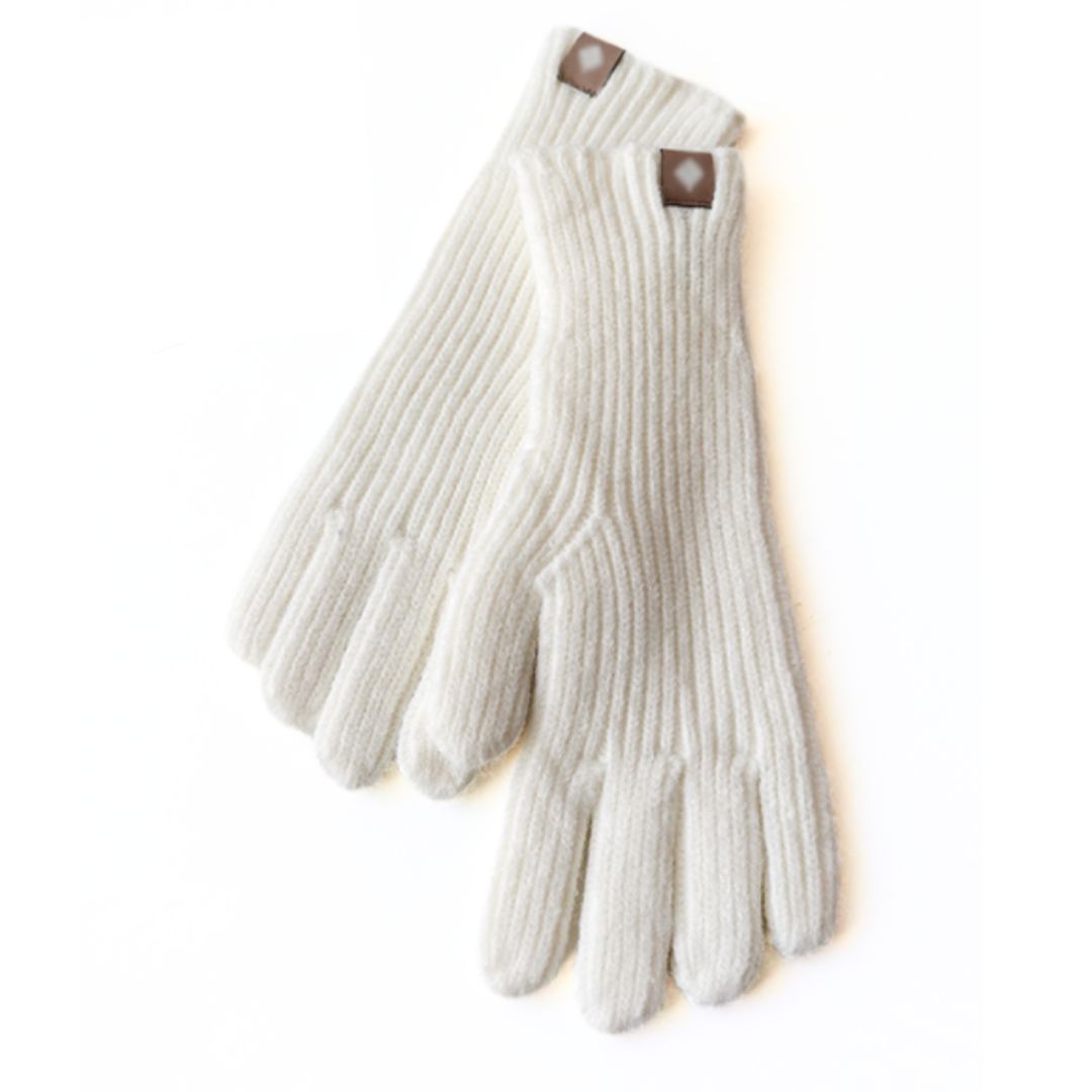 Warm Cozy Gloves - Ribbed Slim Knit, Cotton Blend, Winter