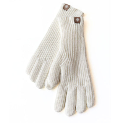 Warm Cozy Gloves - Ribbed Slim Knit, Cotton Blend, Winter