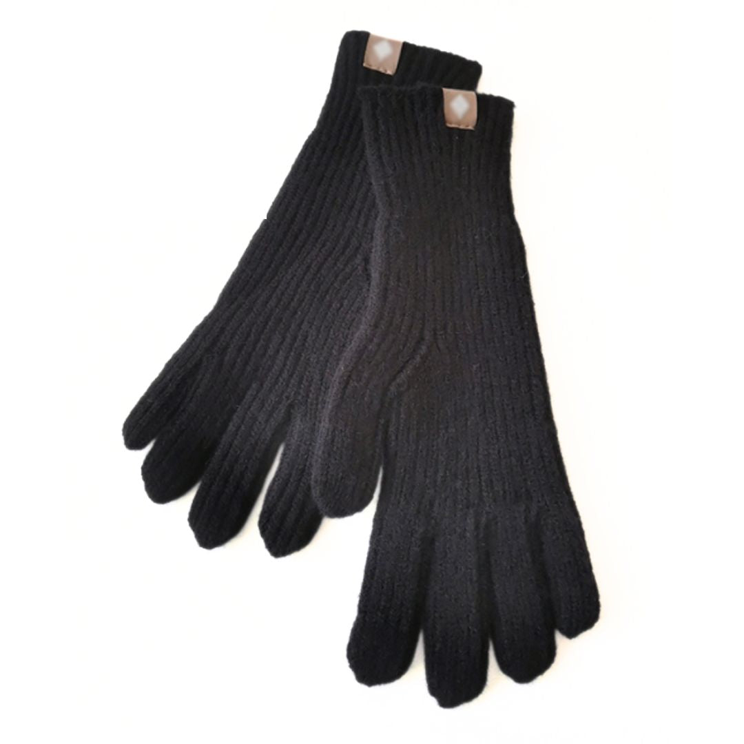 Warm Cozy Gloves - Ribbed Slim Knit, Cotton Blend, Winter