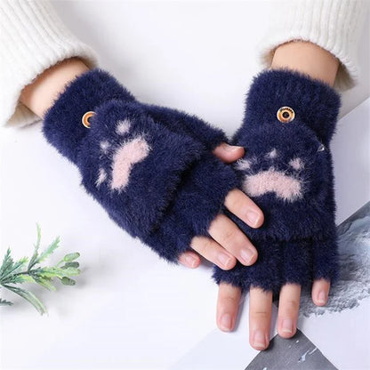 Soft Women’s Fingerless Mittens - Minky Foldover, Winter