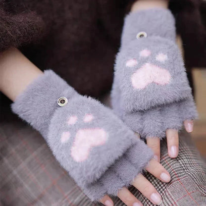 Soft Women’s Fingerless Mittens - Minky Foldover, Winter