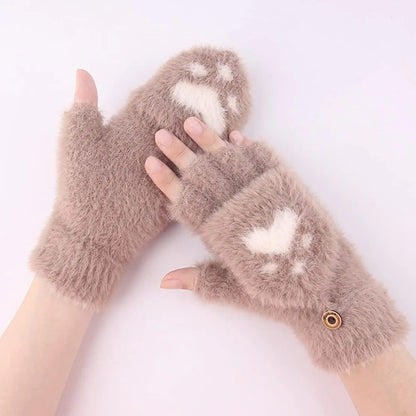 Soft Women’s Fingerless Mittens - Minky Foldover, Winter
