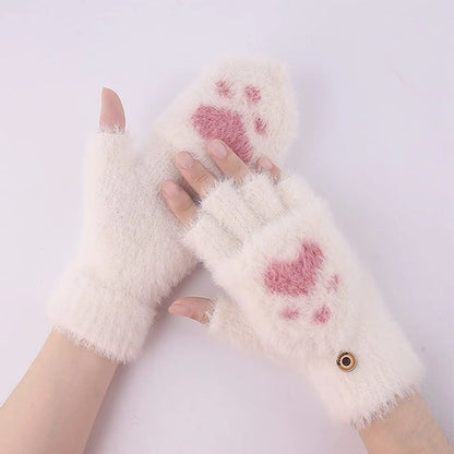 Soft Women’s Fingerless Mittens - Minky Foldover, Winter