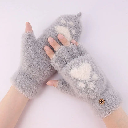 Soft Women’s Fingerless Mittens - Minky Foldover, Winter