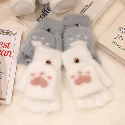 Soft Women’s Fingerless Mittens - Minky Foldover, Winter