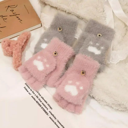 Soft Women’s Fingerless Mittens - Minky Foldover, Winter