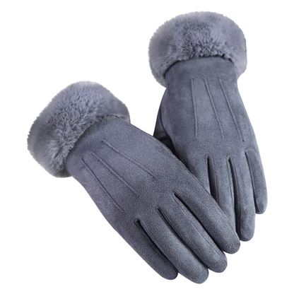 Windproof Womens Gloves - Touchscreen Faux Suede, Winter