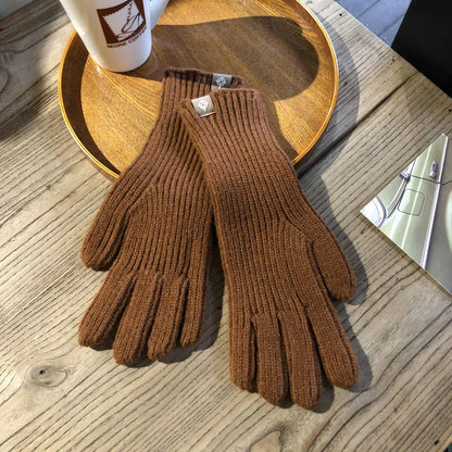 Warm Women Gloves - Ribbed Full Finger, Cotton Blend