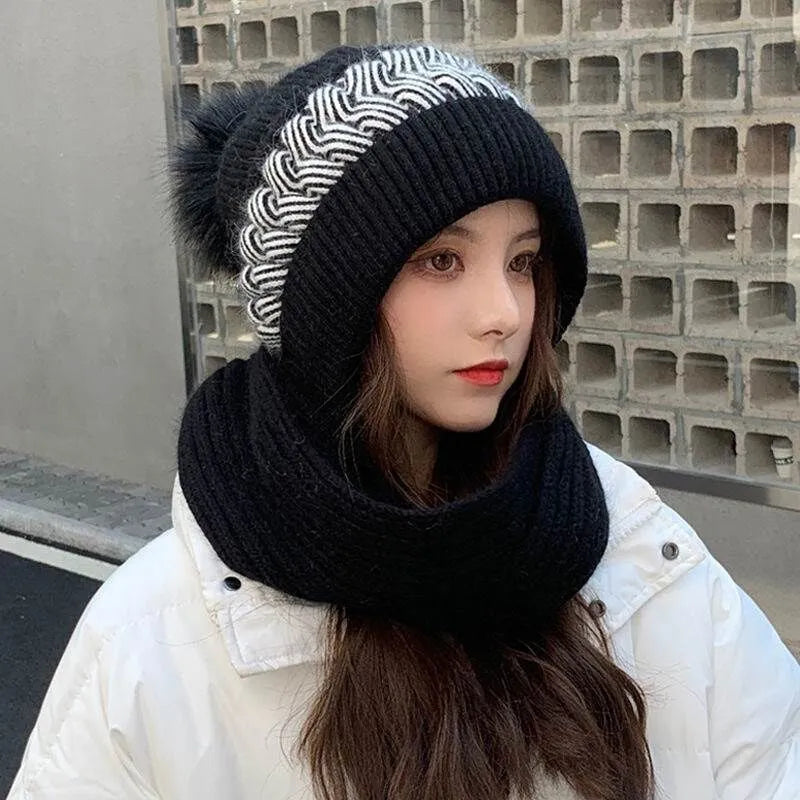 Warm Women Winter Hat And Scarf Set - Slouchy Beanie, Wool