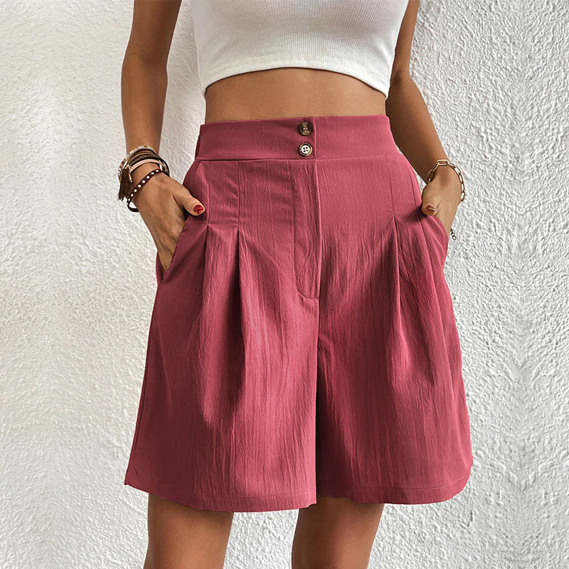 Variant image for Elegant Women's Shorts with Pockets, Breathable Cotton-Polyester Blend for Spring/Summer Fashion-25