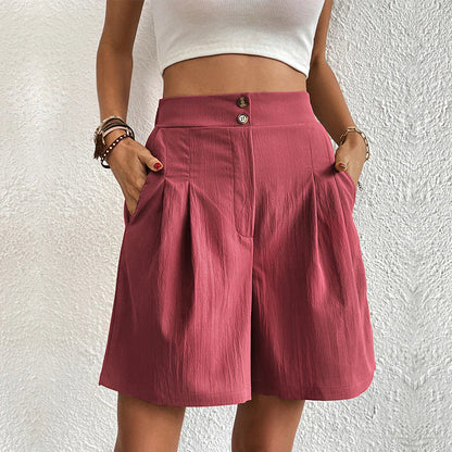 Variant image for Elegant Women's Shorts with Pockets, Breathable Cotton-Polyester Blend for Spring/Summer Fashion-25