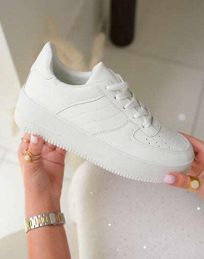 White Platform Sneakers for Women, Comfortable Casual Footwear with Versatile Design and 45 cm Height-4