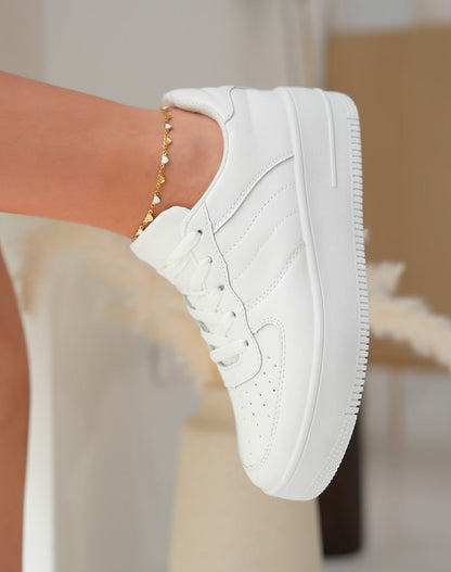 White Platform Sneakers for Women, Comfortable Casual Footwear with Versatile Design and 45 cm Height-6