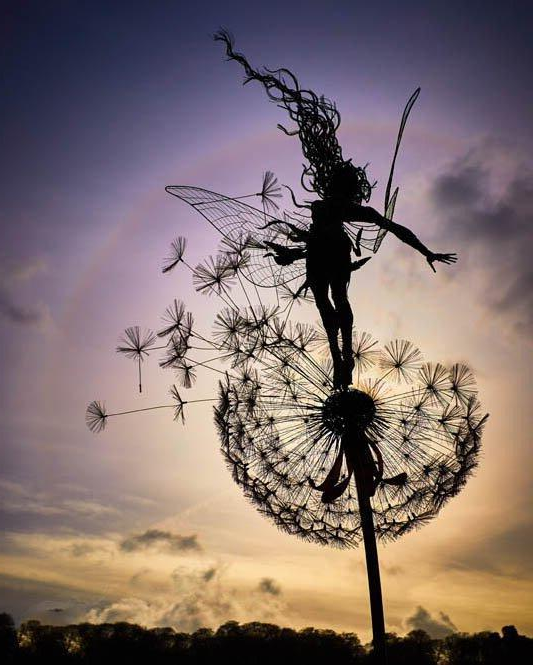 Garden Sculpture Metal Fairy Stake Cottage Fall 2025 Accent