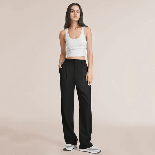 Pleated Trousers for Women, High-Quality Relaxed Fit Pants with Sophisticated Design, Versatile for Casual and Formal Wear-1