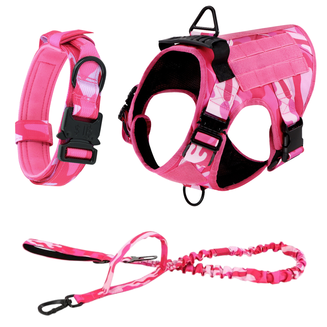 Tactical Dog Harness No-Pull With Front And Back D-Rings Quick-Release Buckles Top Handle Heavy-Duty Training