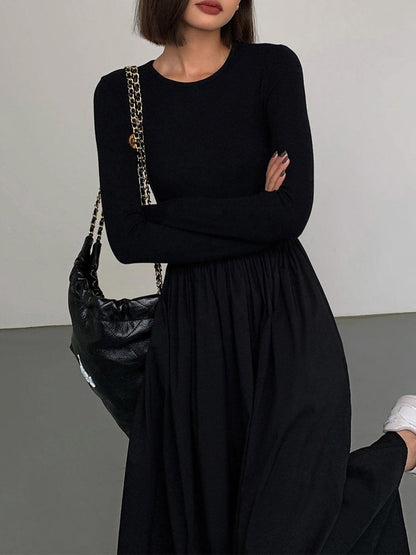 Variant image for Long Sleeve Women's Dress with Pockets, Elegant Knee-Length Formal Dress for Work and Casual Events-4