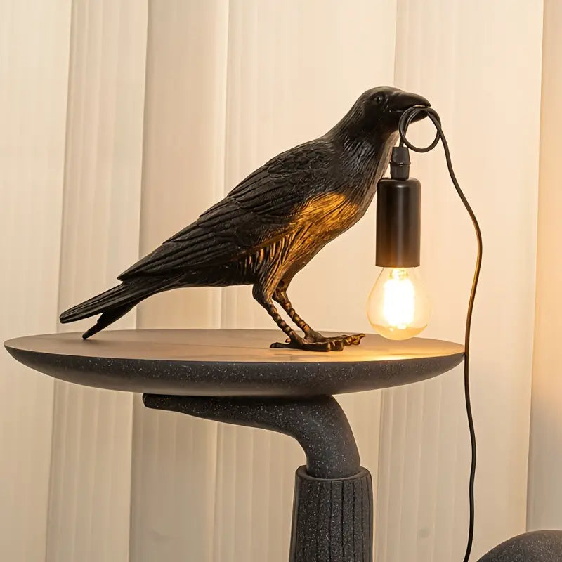 Elegant Raven Bird Lamp - 12" Elegant Nightstand Light, Cozy Home Accent