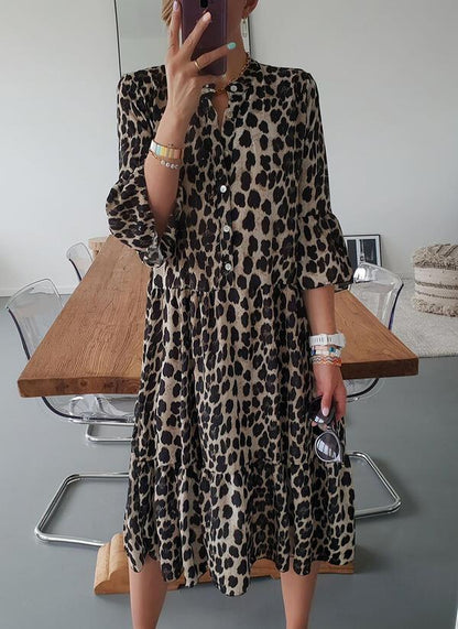 Variant image for Stylish Leopard Print Summer Dress for Women, Elegant Plus Size Dresses M to 2XL, Comfortable High-Quality Fabric-1