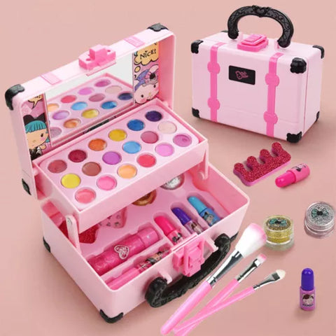 Kit de maquillage princesse pour enfants – Kit cosmétique sûr et non toxique avec rouge à lèvres et fard à paupières