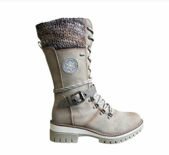 Insulating Women Lace-Up Winter Boots - Mid Faux Leather