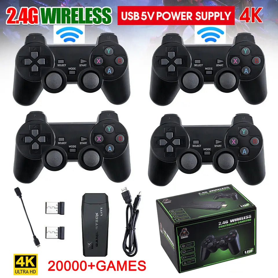 4K TV Game Stick 64GB Retro Gaming Console – TikTok Viral Fall 2025, 20,000+ Games, Includes 2 Wireless Controllers