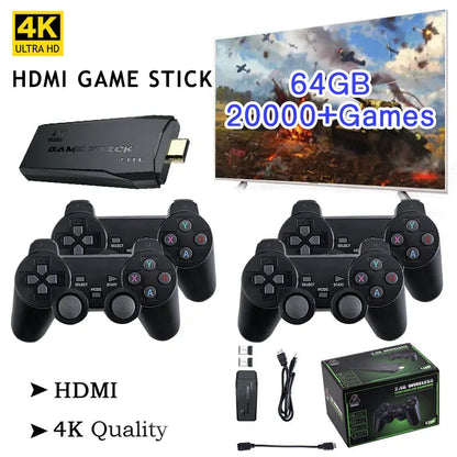 4K TV Game Stick 64GB Retro Gaming Console – TikTok Viral Fall 2025, 20,000+ Games, Includes 2 Wireless Controllers
