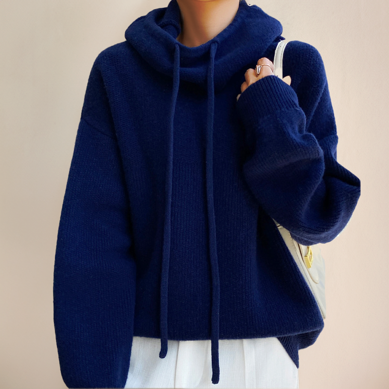 Übergroßer Damen-Hoodie – Boxy Plüschstrick, zum Schichten geeignet