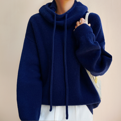 Übergroßer Damen-Hoodie – Boxy Plüschstrick, zum Schichten geeignet
