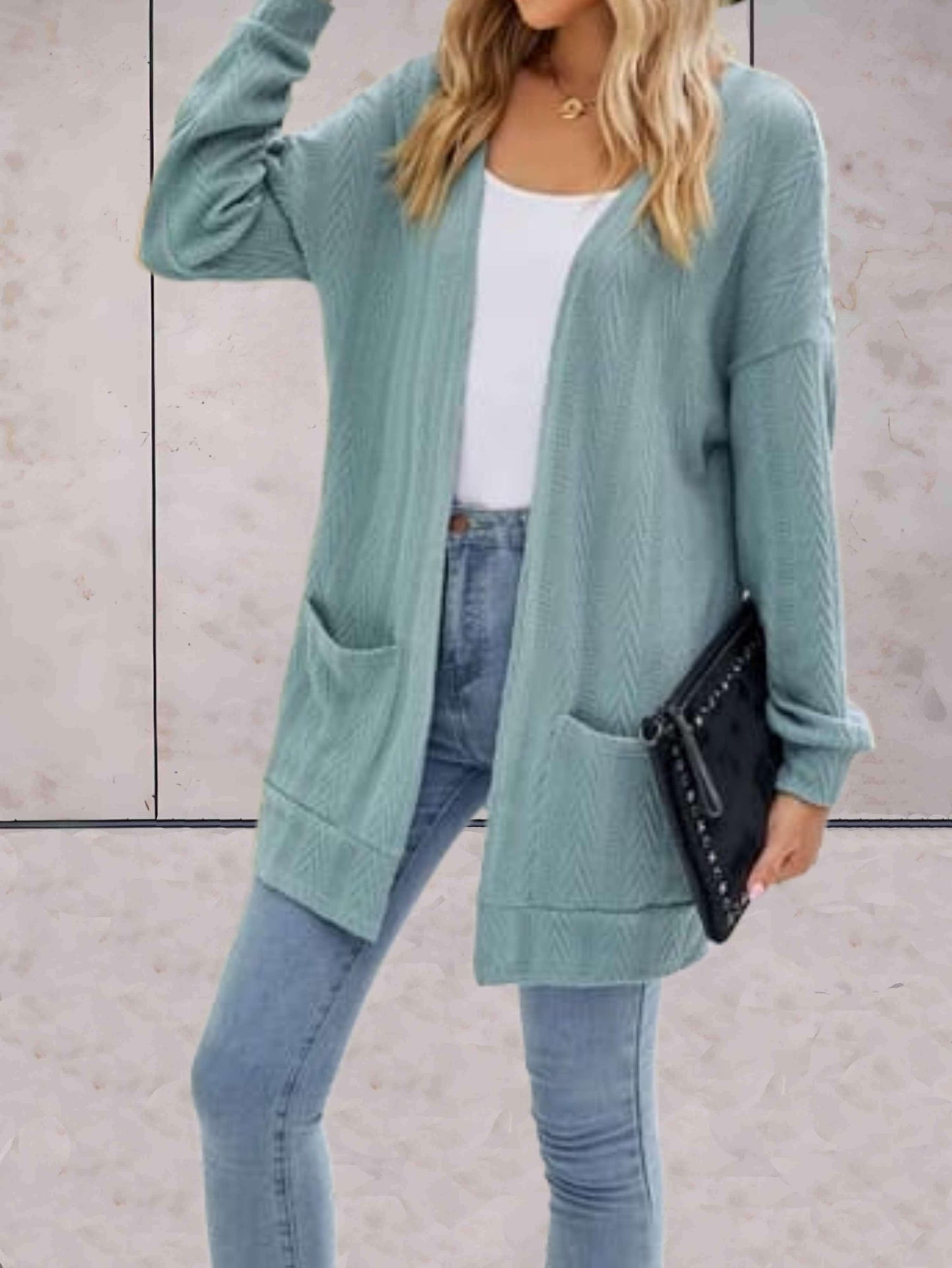 Zachte Comfortabele Dames Lange Cardigan – Open Voorzijde Gebreid, Casual