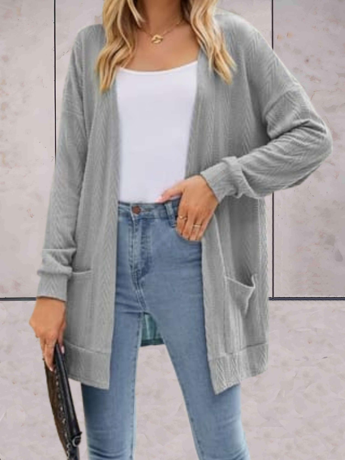 Zachte Comfortabele Dames Lange Cardigan – Open Voorzijde Gebreid, Casual