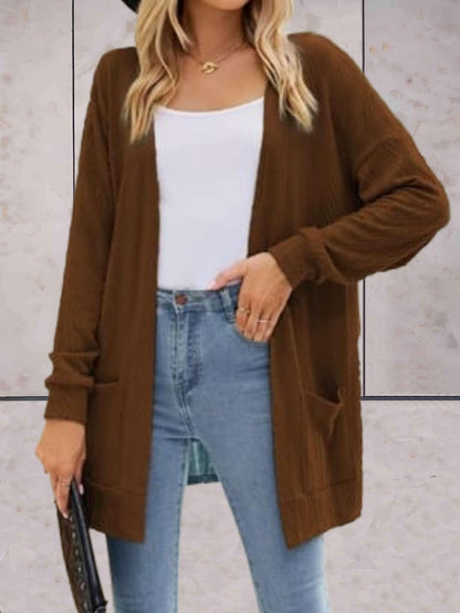 Zachte Comfortabele Dames Lange Cardigan – Open Voorzijde Gebreid, Casual
