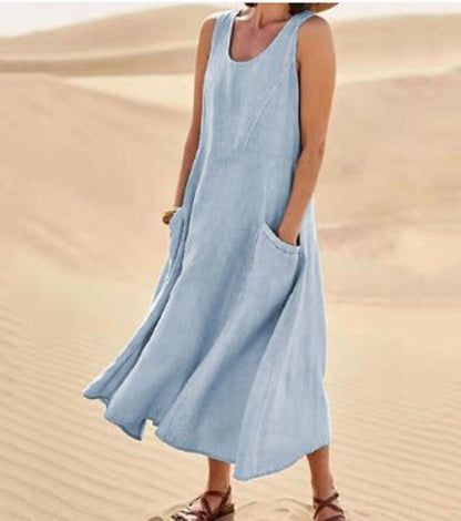 Variant image for Womens Summer Dress with Pockets, Casual Knee-Length Cotton Dress for Everyday Comfort and Style-31
