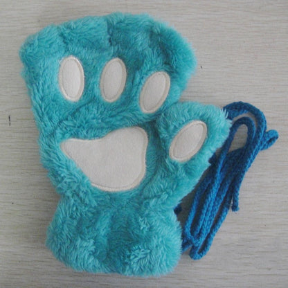 Soft Cozy Women Fingerless Gloves - Cat-Claw Fleece Winter