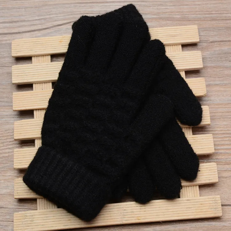 Stretchy Womens Knit Gloves - Stretch-Fitted, Wool Blend