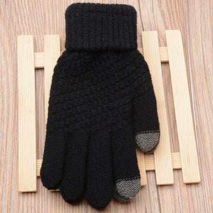 Stretchy Womens Knit Gloves - Stretch-Fitted, Wool Blend