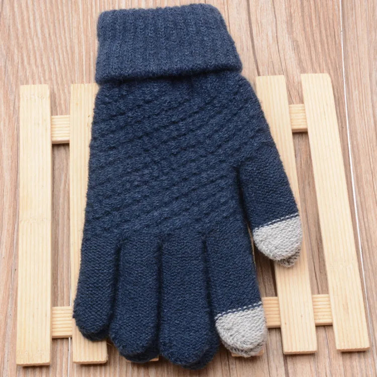Stretchy Womens Knit Gloves - Stretch-Fitted, Wool Blend