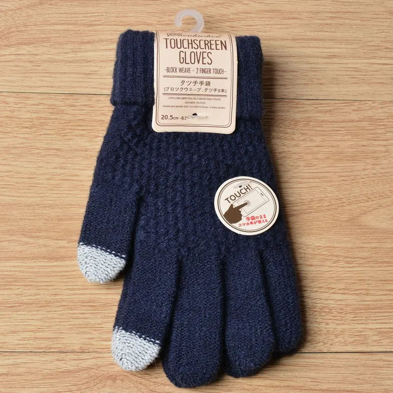 Stretchy Womens Knit Gloves - Stretch-Fitted, Wool Blend