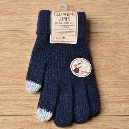 Stretchy Womens Knit Gloves - Stretch-Fitted, Wool Blend