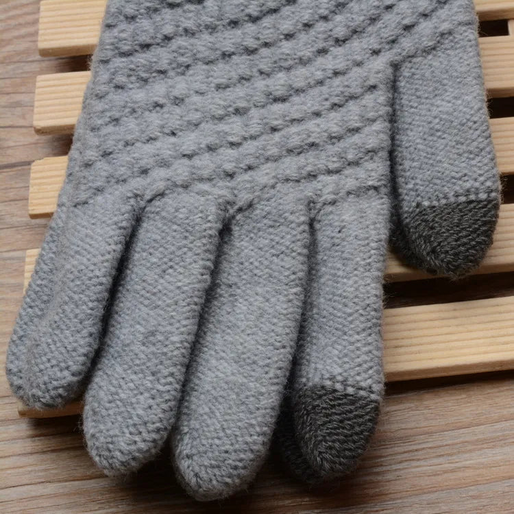 Stretchy Womens Knit Gloves - Stretch-Fitted, Wool Blend