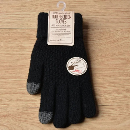 Stretchy Womens Knit Gloves - Stretch-Fitted, Wool Blend