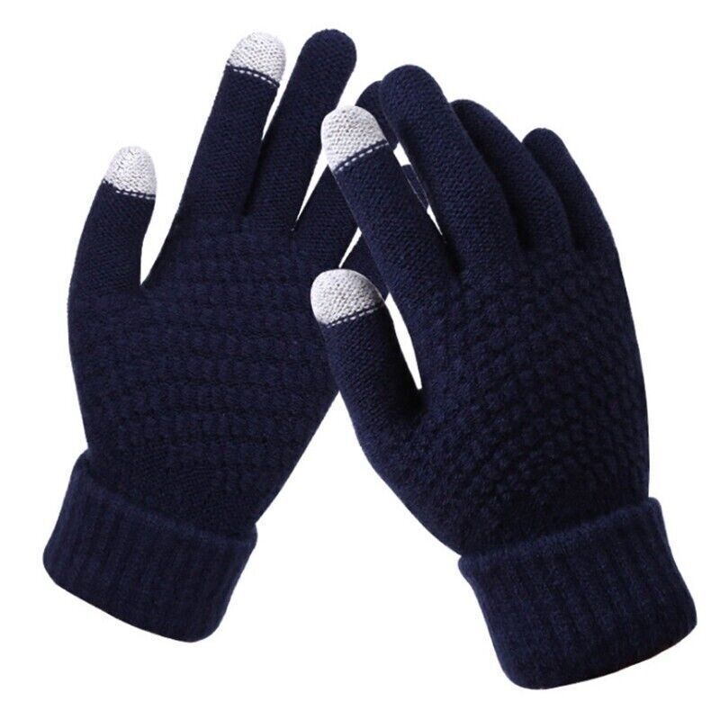 Stretchy Womens Knit Gloves - Stretch-Fitted, Wool Blend