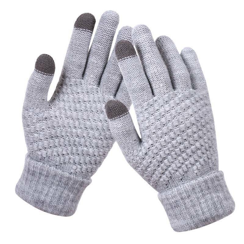 Stretchy Womens Knit Gloves - Stretch-Fitted, Wool Blend