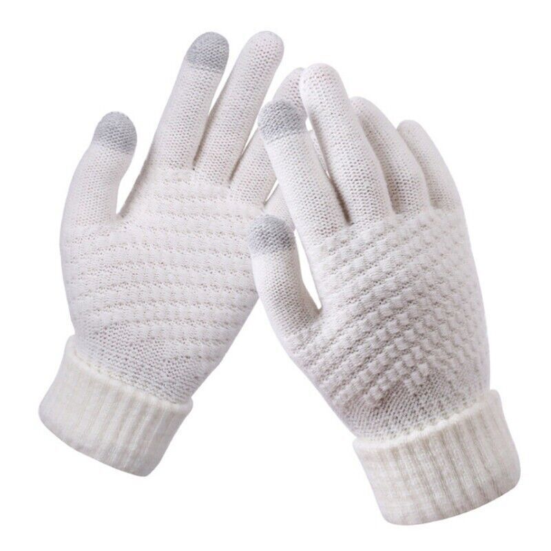 Stretchy Womens Knit Gloves - Stretch-Fitted, Wool Blend