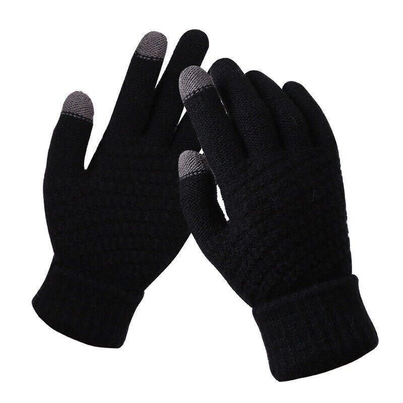 Stretchy Womens Knit Gloves - Stretch-Fitted, Wool Blend