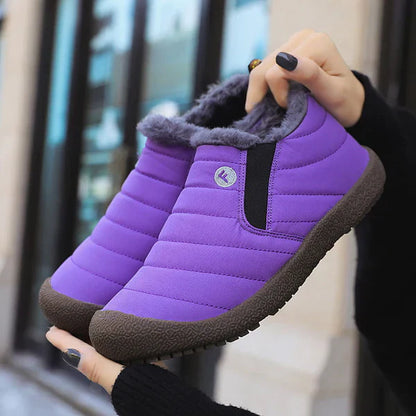 Lightweight Men's Slip On Boots - Quilted Faux Fur Winter