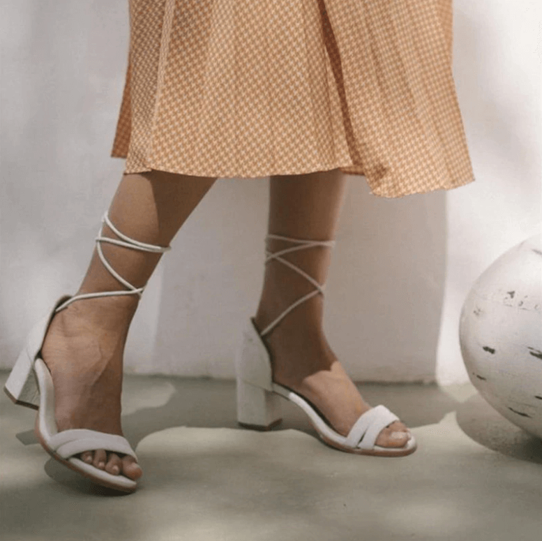 Comfortable Women's Sandals, Block Heel Design with Transparent Toe Band and Lacing in Nude Artificial Leather-5