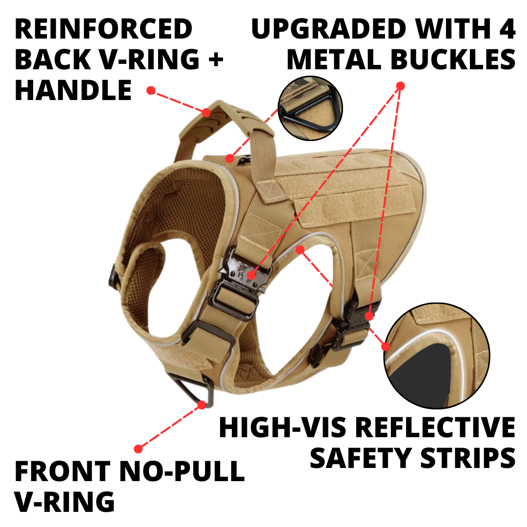 Dog Harness No-Pull Tactical Front Clip With 4 Quick-Release Buckles Reflective Strips Top Handle Fall 2025