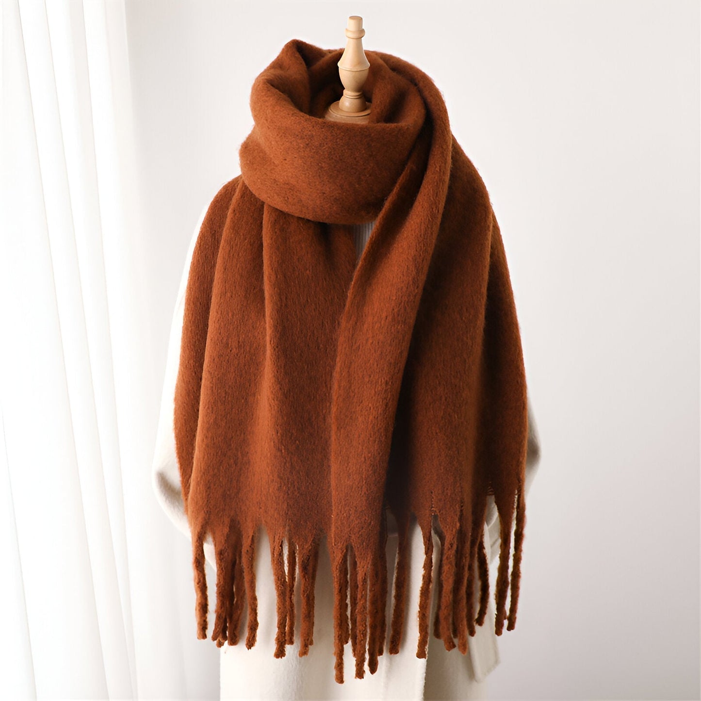 Soft Women’s Scarf - Oversized Fringed Cashmere For Winter
