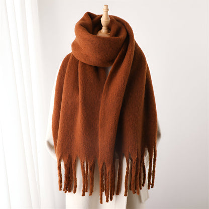 Soft Women’s Scarf - Oversized Fringed Cashmere For Winter